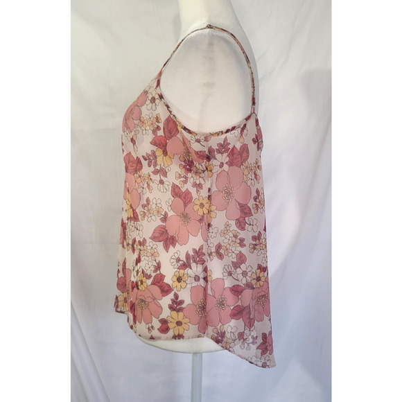 Veronica Beard Pink Floral Milan Melon Sheer Cami Top Large - Picture 3 of 5